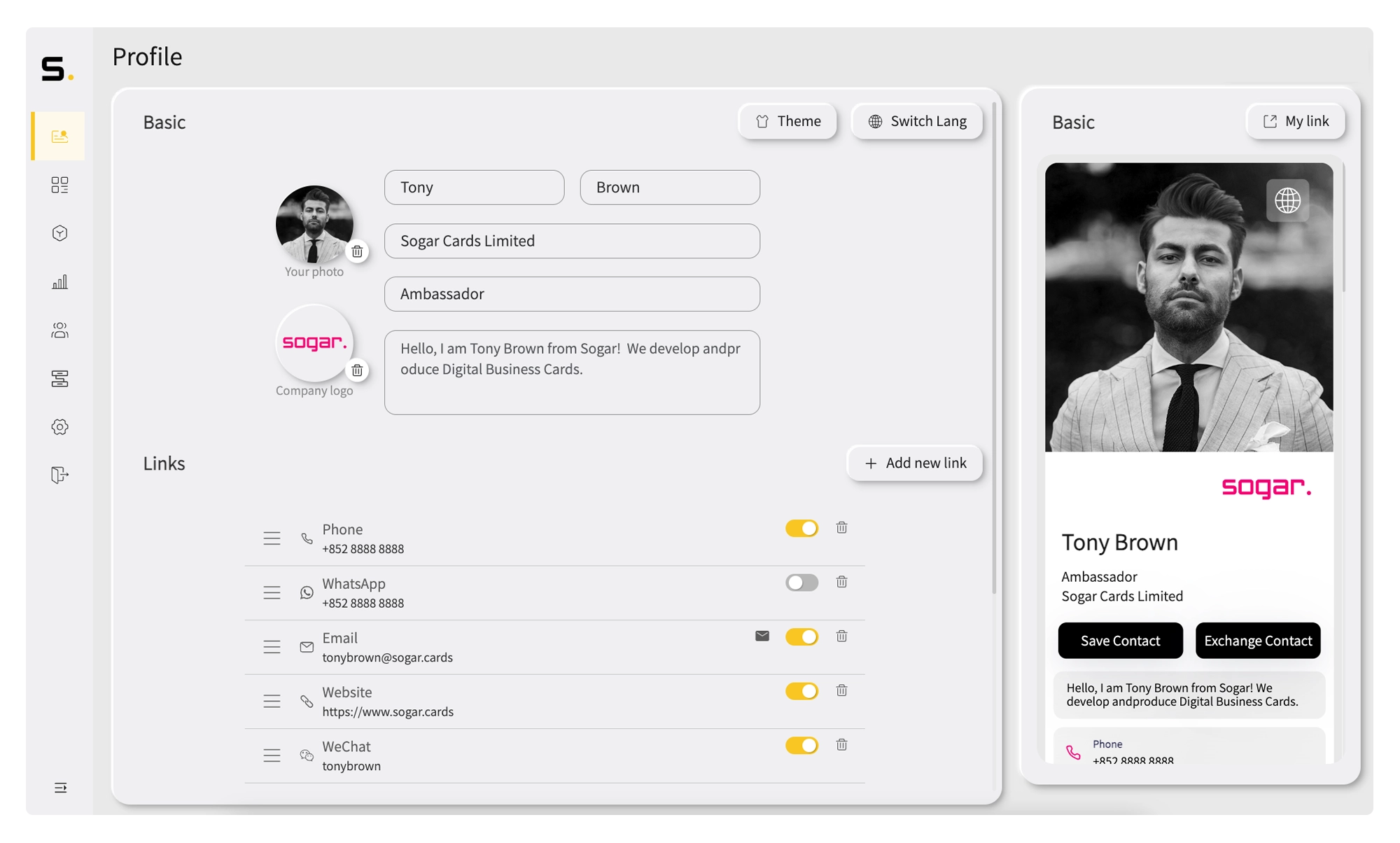personal profile dashboard