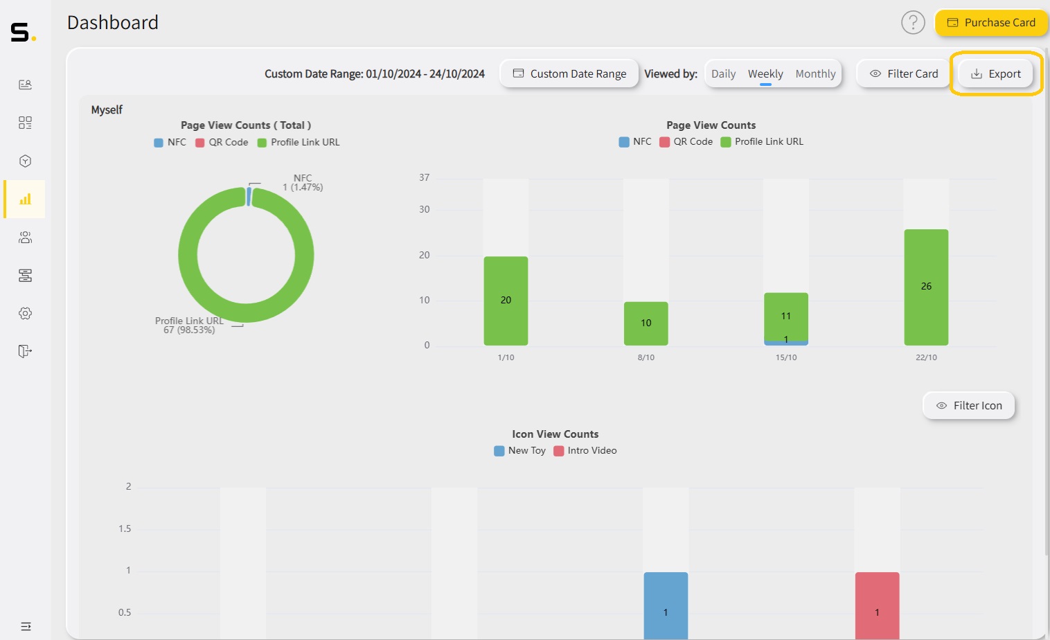 dashboard export button